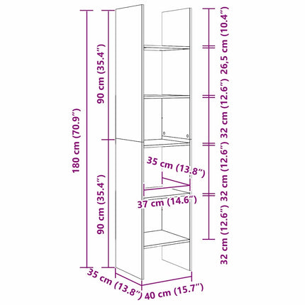 Bibliothèque 40 X 35 X 180 Cm Bois D'ingénierie Bois ancien