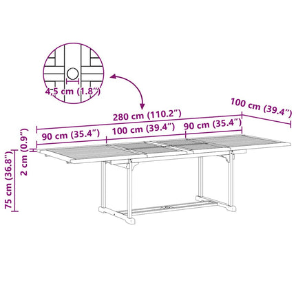 Ensemble de salle à manger pour jardin 9 pcs Marron
