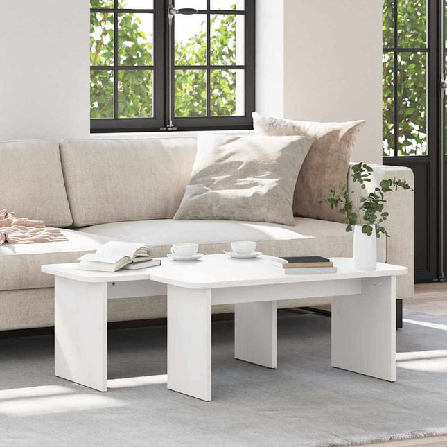 Table basse Blanc 100 x 69 x 35.5 cm Bois massif en pin
