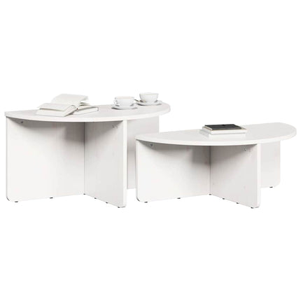 Table basse 2 pcs Blanc 79 x 39,5 x 40 cm Bois massif en pin