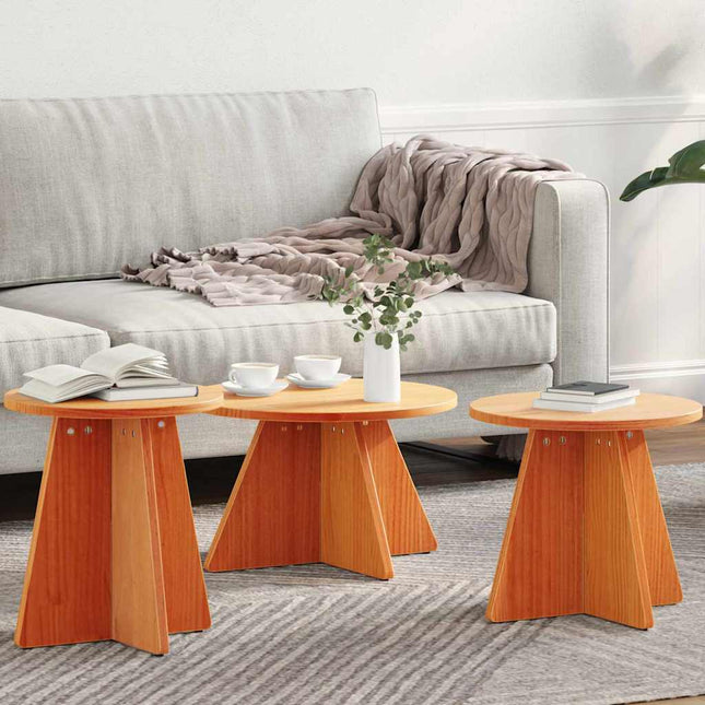 Table basse 3 pcs Marron cire 49 x 49 x 30 cm