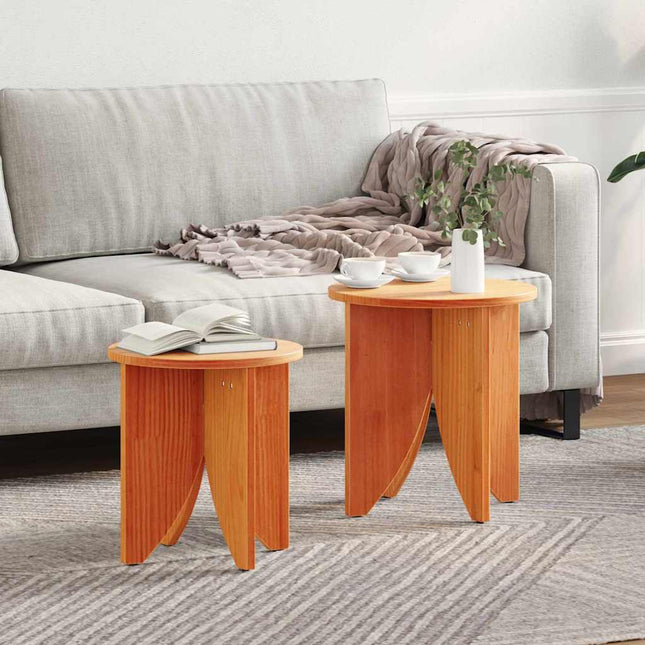 Table basse 2 pcs Marron cire 41,5 x 41,5 x 44 cm