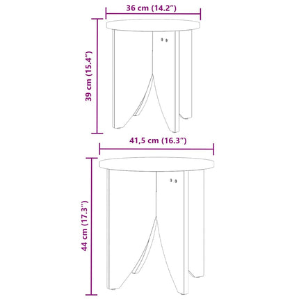 Table basse 2 pcs Marron cire 41,5 x 41,5 x 44 cm