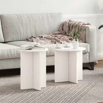 Table basse 2 pcs Blanc 41,5 x 41,5 x 41 cm Bois massif en pin