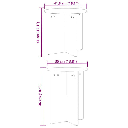 Table basse 2 pcs Marron cire 41,5 x 41,5 x 41 cm