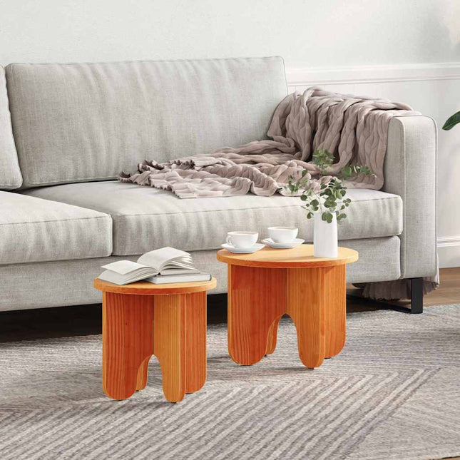 Table basse 2 pcs Marron cire 39,5 x 39,5 x 30 cm