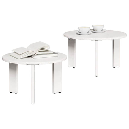 Table basse 2 pcs Blanc 47,5 x 47,5 x 27 cm Bois de pin massif