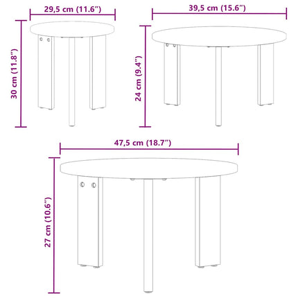 Table basse 3 pcs Marron cire 47,5 x 47,5 x 27 cm