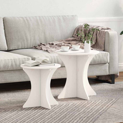 Table basse 2 pcs Blanc 46 x 46 x 47 cm Bois massif en pin