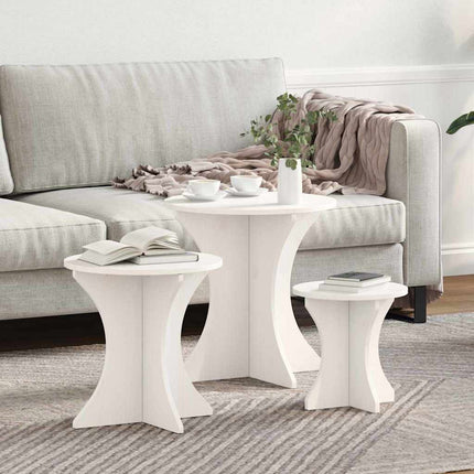 Table basse 3 pcs Blanc 46 x 46 x 47 cm Bois massif en pin