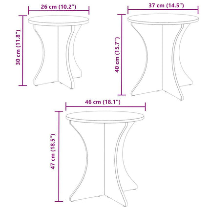 Table basse 3 pcs Blanc 46 x 46 x 47 cm Bois massif en pin