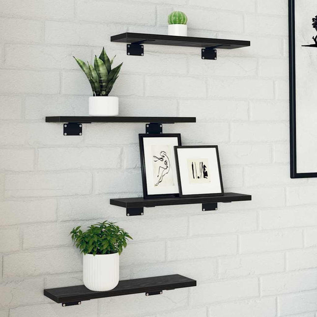 Étagère à livres 4 pcs Noir 40 x 10 x 1.5 cm Bois d'ingénierie