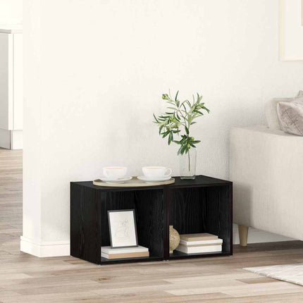 Ensemble meuble TV Montage mural 2 pcs Noir 37 x 35 x 37,5 cm