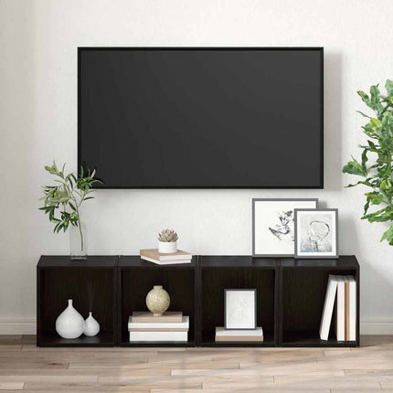 Ensemble meuble TV Montage mural 2 pcs Noir 37 x 35 x 37,5 cm