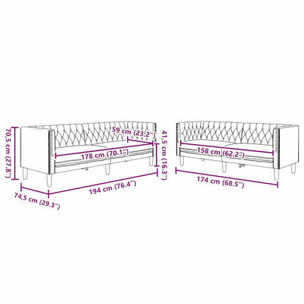 Ensemble de Canapés 2 pcs Noir 194 x 74.5 x 70.5 cm Faux cuir