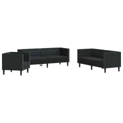 Ensemble de Canapés 3 pcs Noir 194 x 74.5 x 70.5 cm Faux cuir