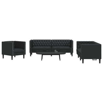 Ensemble de Canapés 3 pcs Noir 194 x 74.5 x 70.5 cm Faux cuir