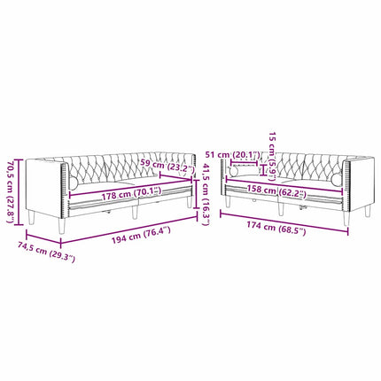 Ensemble de Canapés Gris foncé Velours