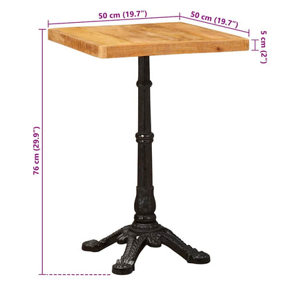 Table bistrot Marron 50 x 50 x 76 cm Bois de mangue massif