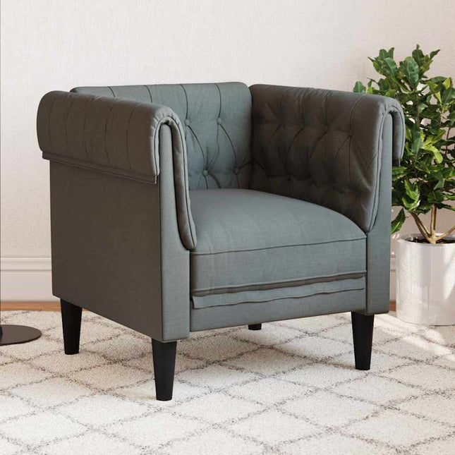 Fauteuil Chesterfield Gris foncé 78.5 x 74.5 x 74.5 cm tissu