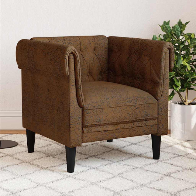 Fauteuil Chesterfield avec coussin Marron 78.5 x 74.5 x 74.5 cm