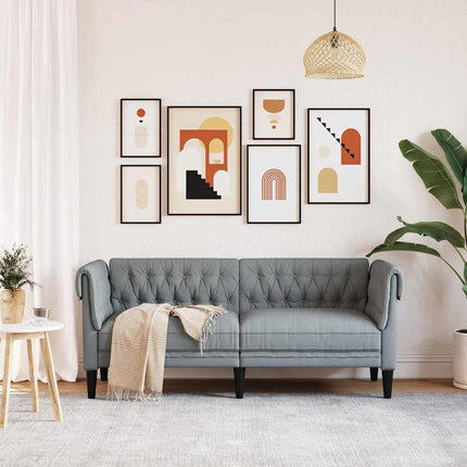 Canapé Chesterfield Gris clair 182.5 x 74.5 x 74.5 cm tissu