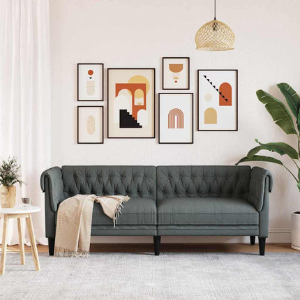 Canapé Chesterfield Gris foncé 201.5 x 74.5 x 74.5 cm tissu