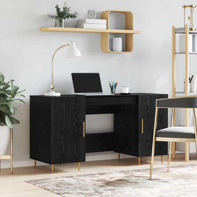 Bureau avec porte Chêne noir 140 x 50 x 75 cm Bois d'ingénierie