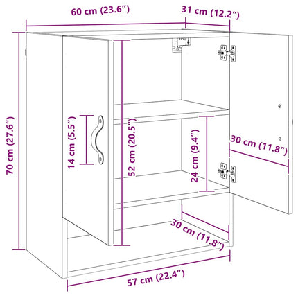 Meuble mural Chêne noir 60 x 31 x 70 cm Bois d'ingénierie