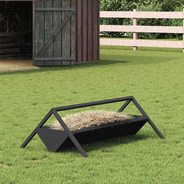 Trough d'alimentation pour le bétail Noir 111 x 76 x 38 cm