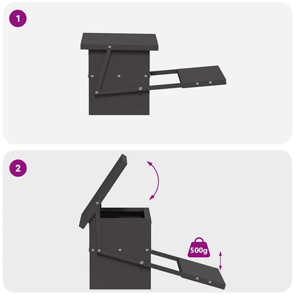 Nourrisseur à pédale pour poules Noir 48,5 x 39,5 x 19 cm