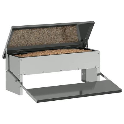 Nourrisseur à pédale pour poules Argent 48,5 x 39,5 x 19 cm