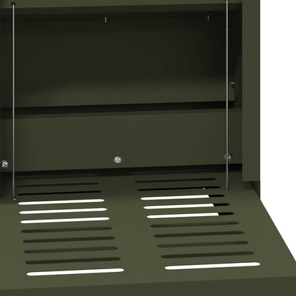 Nourrisseur à pédale pour poules Vert olive 25 x 42 x 40 cm