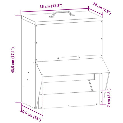 Mangeoire pour poules Argent 20 x 25 x 35 cm Acier galvanisé