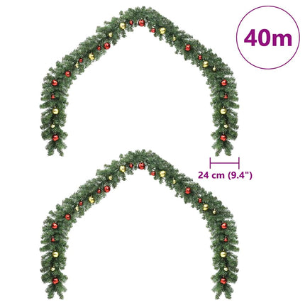 Guirlande De Noël Avec 600 Led 2 Pcs Vert Pvc avec des décorations et des LEDs 40 m