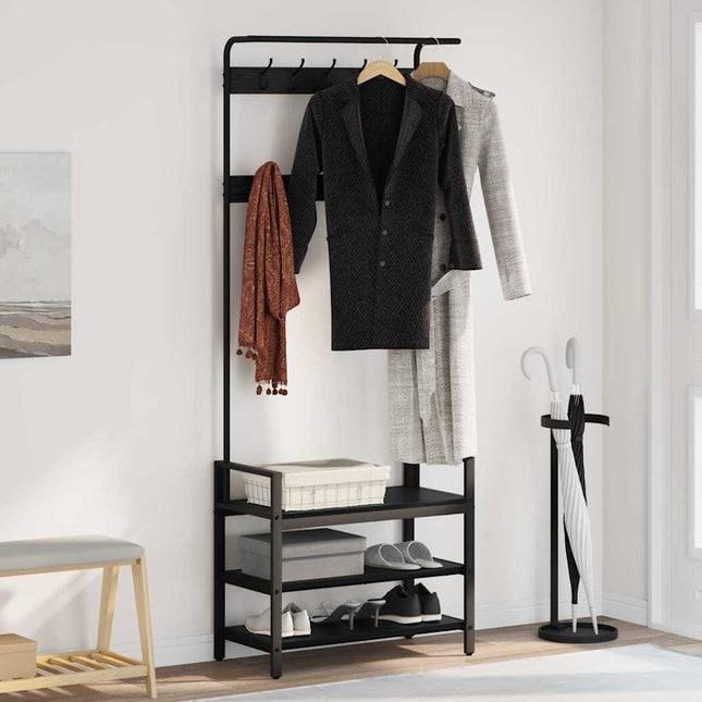 Porte-manteau Chêne noir 75 x 34 x 184 cm Bois d'ingénierie