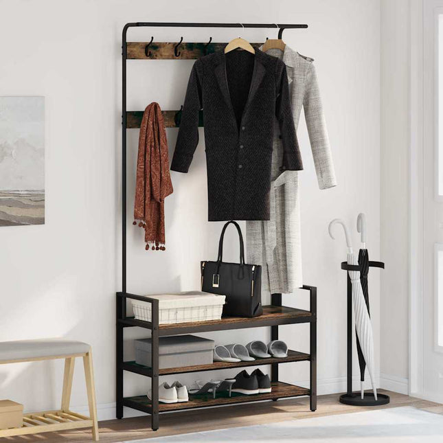Porte-manteau Chêne fumé 95 x 34 x 184 cm Bois d'ingénierie