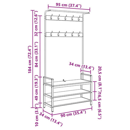 Porte-manteau Sonoma gris 95 x 34 x 184 cm Bois d'ingénierie