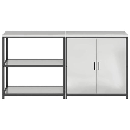 Ensemble de rangement cuisine avec étagère 2 pcs Argent Acier