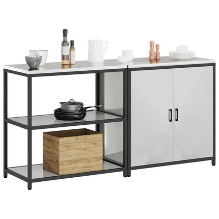 Ensemble de rangement cuisine avec étagère 2 pcs Argent Acier