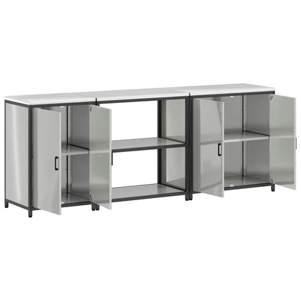 Ensemble de rangement cuisine avec étagère 3 pcs Argent Acier