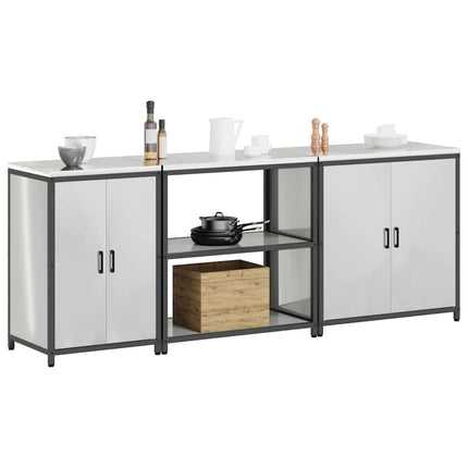 Ensemble de rangement cuisine avec étagère 3 pcs Argent Acier
