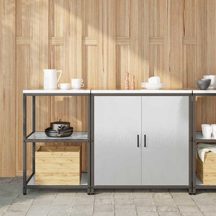 Ensemble de rangement cuisine avec étagère 2 pcs Argent Acier