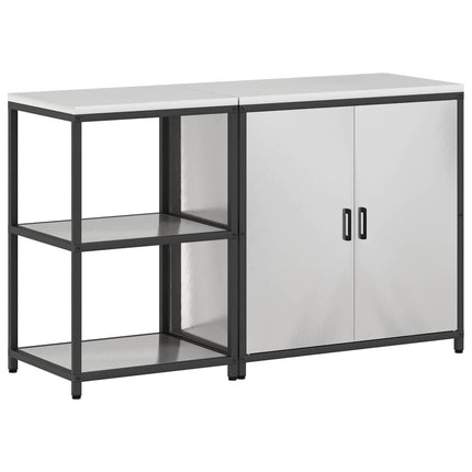 Ensemble de rangement cuisine avec étagère 2 pcs Argent Acier