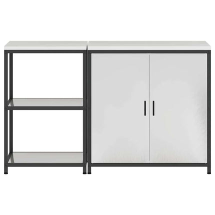 Ensemble de rangement cuisine avec étagère 2 pcs Argent Acier