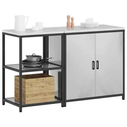 Ensemble de rangement cuisine avec étagère 2 pcs Argent Acier