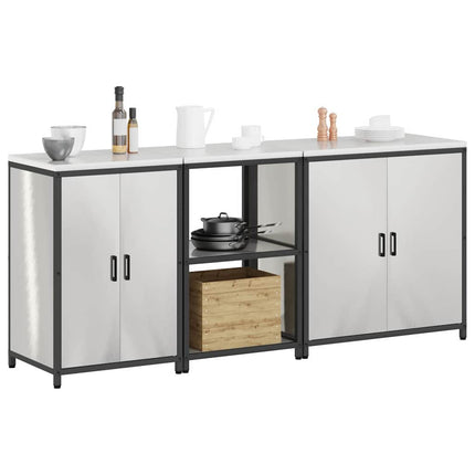 Ensemble de rangement cuisine avec étagère 3 pcs Argent Acier