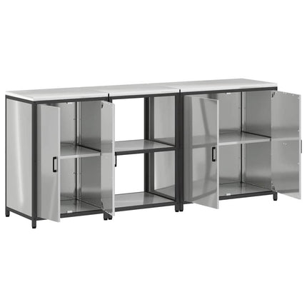 Ensemble de rangement cuisine avec étagère 3 pcs Argent Acier