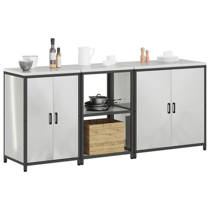 Ensemble de rangement cuisine avec étagère 3 pcs Argent Acier