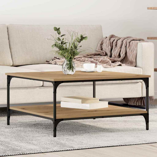 Table Basse Bois D'ingénierie chêne artisanal 80 x 80 x 40 cm